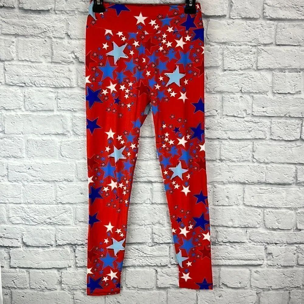 LuLaRoe Leggings OS America Red White Blue Stars